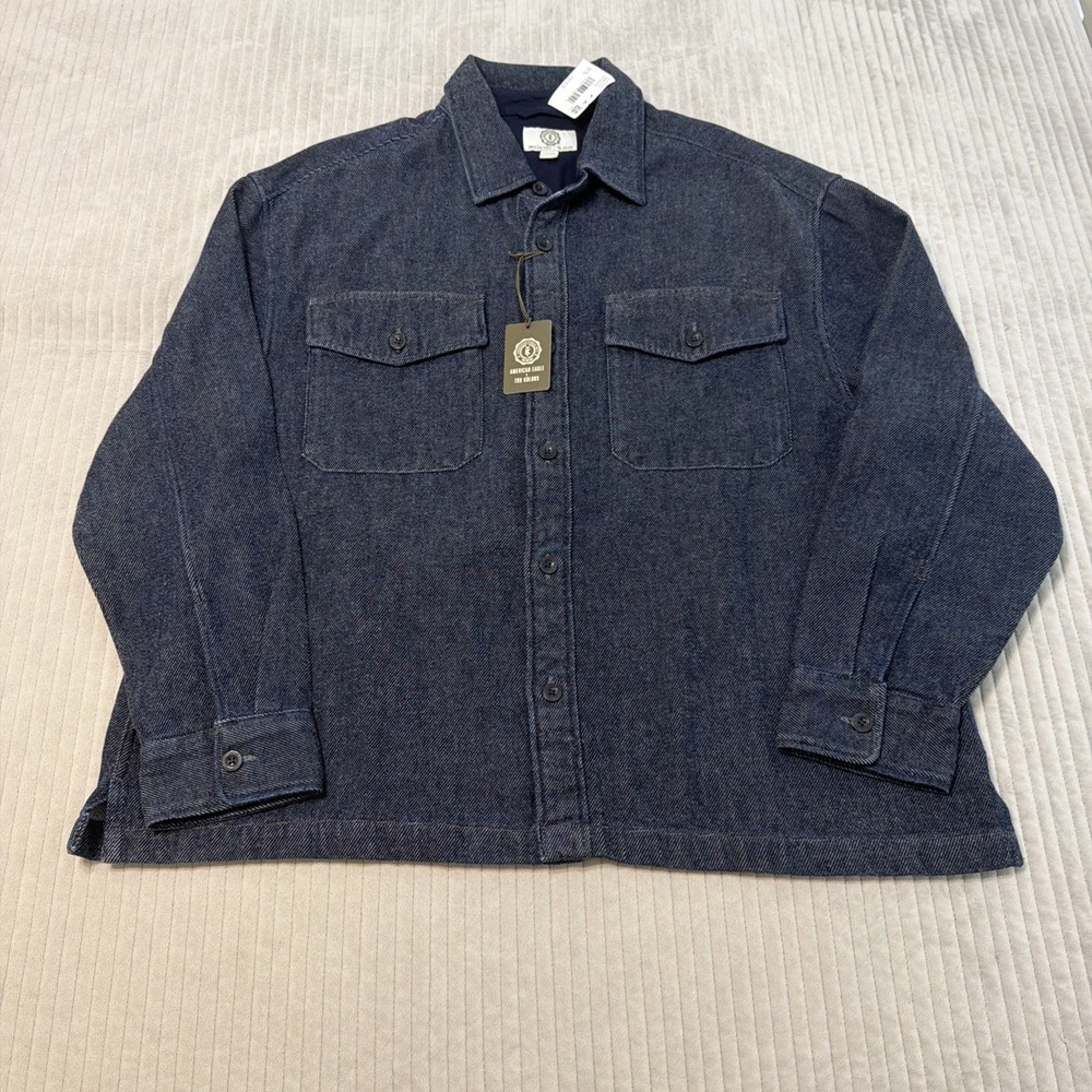 American Eagle X Tru Kolors Men's Button Denim Shirt Shacket Blue NWT XL